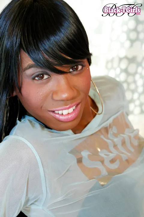 Ebony Trans Woman Stands Nude and Flaunts Her Cock and Curves – photo 3 of 16