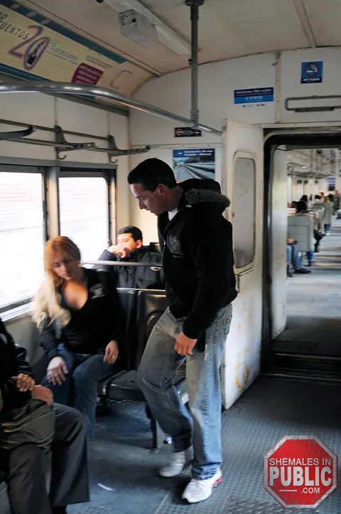 Blonde Trans Woman Sucks Cock and Swallows on the Train – photo 2 of 21