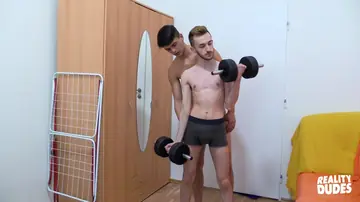 Two Men Fuck Bareback and Stroke to Cumshot