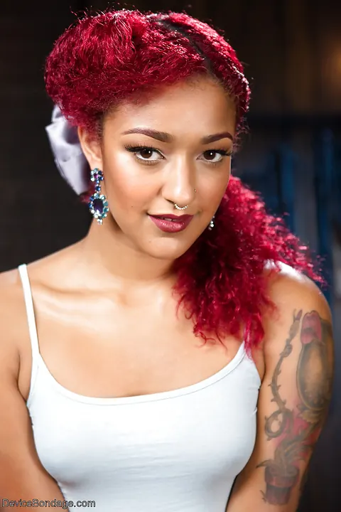 Daisy Ducati: Tall Ebony Redhead Squirts While Bound and Spreading – photo 1 of 16