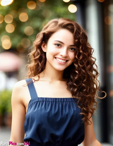 AI-Generated Curly Babe Spreads Her Bald Pussy Outdoors – photo 1 of 10