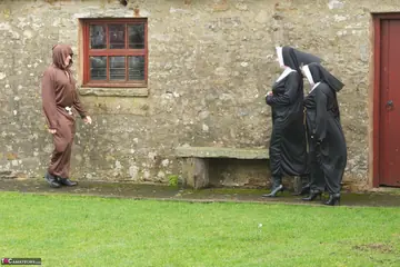 Speedy Bee – Two British MILF Nuns Share a Friar Outdoors