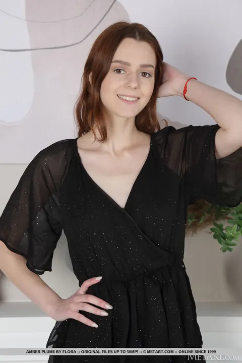 Amber Plume: European Redhead Strips Out of Her Black Dress Nude – photo 2 of 18
