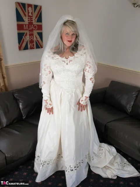 BBW MILF in Leather Bride Costume Takes Anal Doggy on the Sofa – photo 1 of 16