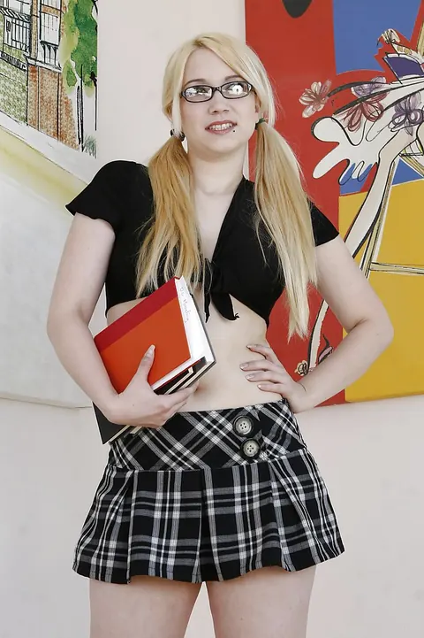 Ranie Mae: Busty Thick Blonde Strips Off Her Skirt in Heels and Glasses – photo 6 of 16