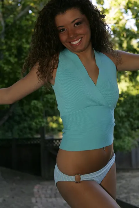 Skinny Brunette Poses Outdoors in a Shirt and Panties – photo 5 of 20