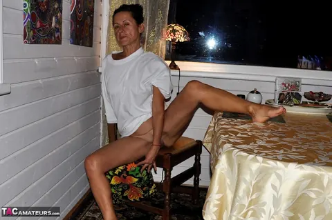 Diana Ananta: Thick European MILF Spreads Wide on the Kitchen Chair – photo 14 of 20