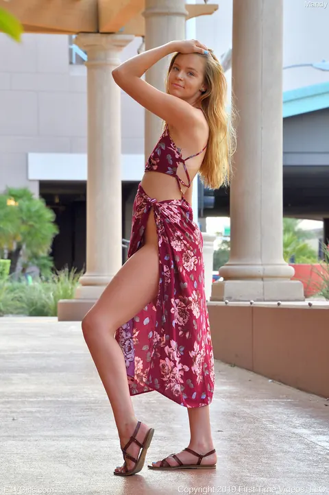 Redhead Does a Handstand and Flashes No Panties Outdoors – photo 3 of 15