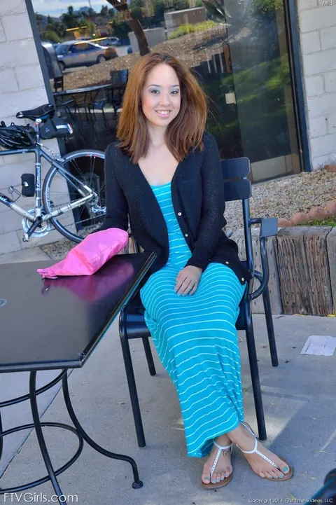 Mila Jade: Japanese Redhead Undresses and Poses Nude on Public Sidewalk – photo 1 of 16