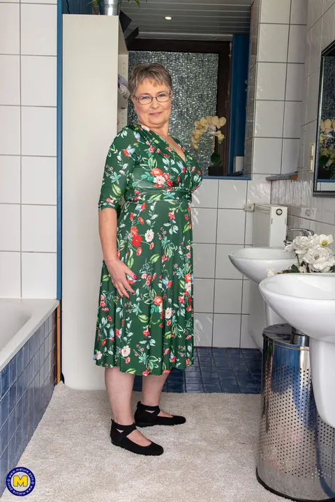 Mature European Woman Strips in the Bathroom – photo 1 of 20