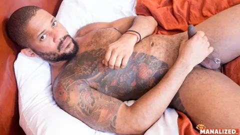 Thick Ebony Man Stands Nude and Strokes His Cock – photo 9 of 20