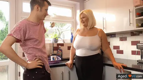 Curvy Mature Blonde Sucks and Fucks in the Kitchen – photo 8 of 16