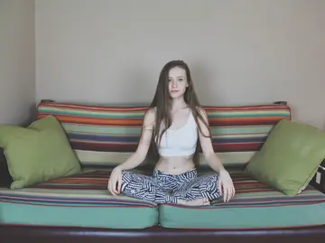 Skinny Brunette Spreads Her Legs and Shows Her Pussy Nude