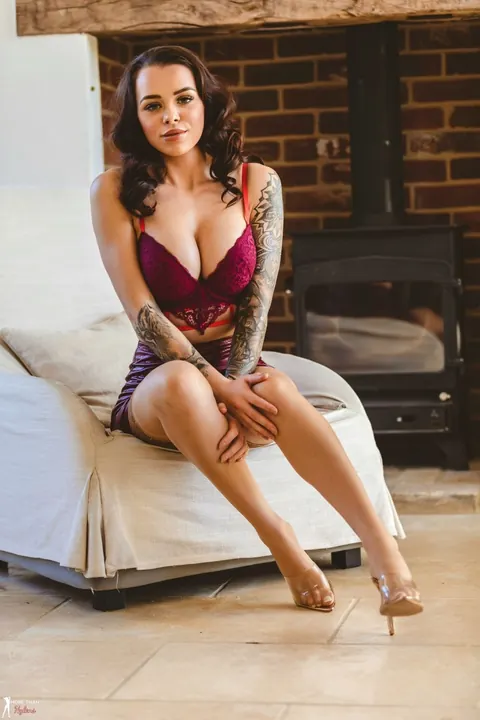 Mia Stryker: Tattooed Brunette Strips Out of Her Lingerie and Skirt – photo 3 of 12