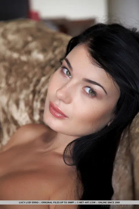 Lucy Li: Brunette with Big Natural Tits Undresses and Spreads – photo 8 of 18