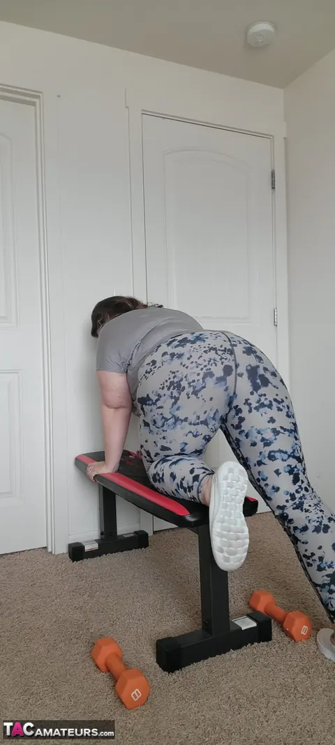 Busty Kris Ann: BBW Blonde Strips and Fingers in the Gym – photo 16 of 16