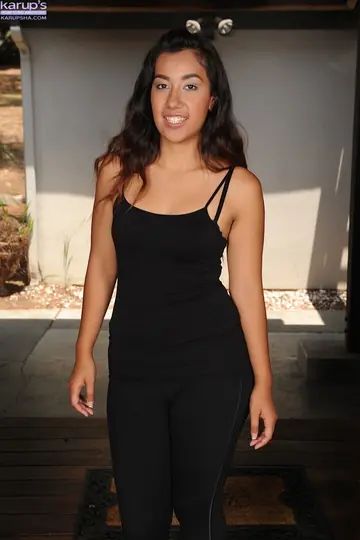 PAWG Brunette Latina Strips Out of Her Spandex Shorts on the Patio