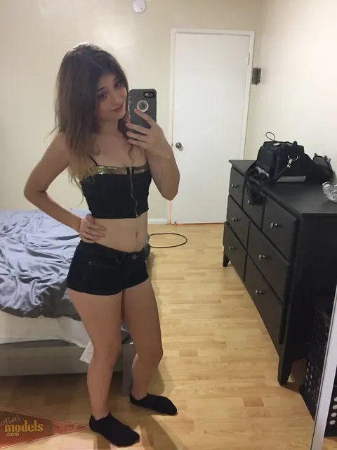 Ariel Mcgwire: Petite Brunette Strips Out of Her Shorts in the Bathroom – photo 7 of 16