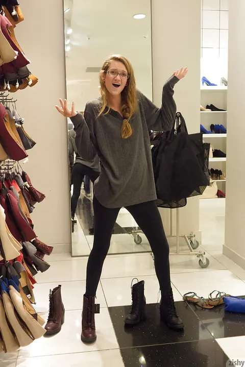 Reese Berkman: Slim Blonde in Glasses Bends Over in a Skirt – photo 11 of 11