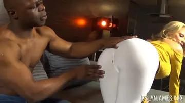Thick MILF with Big Tits Kisses Black Partner and Spreads Her Pussy