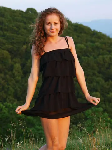 Woman Strips Off Her Dress and Spreads Her Hairy Pierced Pussy in the Forest