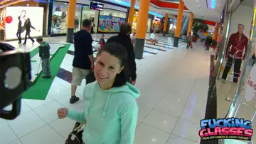 Czech Brunette with Big Natural Tits Sucks and Rides in Public Shower