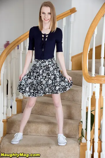 Catarina Petrov – Skinny Blonde Hikes Her Dress to Spread Her Pussy