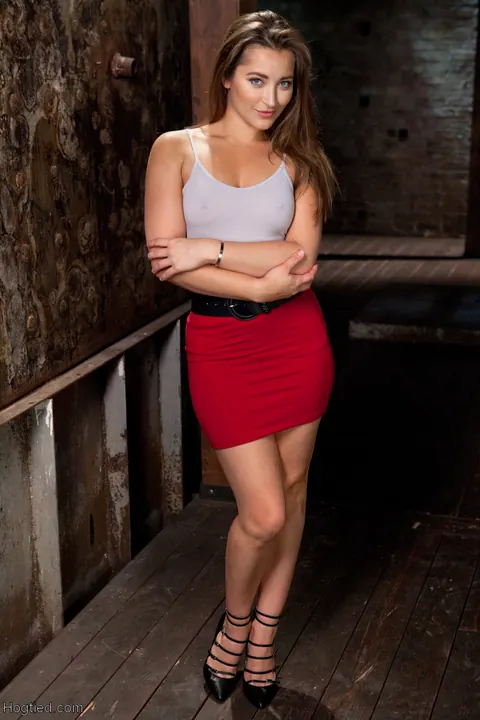 Dani Daniels: Tattooed Brunette in a Skirt and Heels Endures Rope Bondage and Dildo Play – photo 2 of 20
