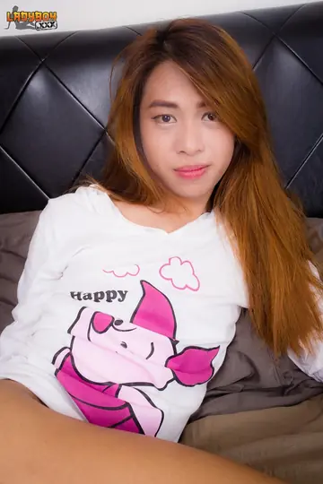 Asian Trans Woman Strips Nude and Poses Arching Her Back