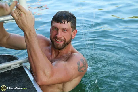 Hairy Brunette Bodybuilder Strips and Poses Nude Outdoors – photo 11 of 20