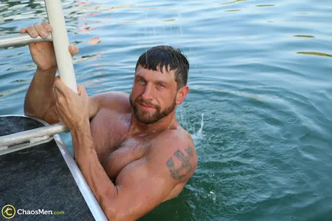 Hairy Brunette Bodybuilder Strips and Poses Nude Outdoors – photo 12 of 20