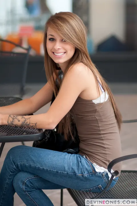 Riley Jensen: Skinny Redhead Flashes Her Small Tits in Public Wearing Jeans – photo 2 of 12