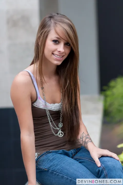 Riley Jensen: Skinny Redhead Flashes Her Small Tits in Public Wearing Jeans – photo 9 of 12
