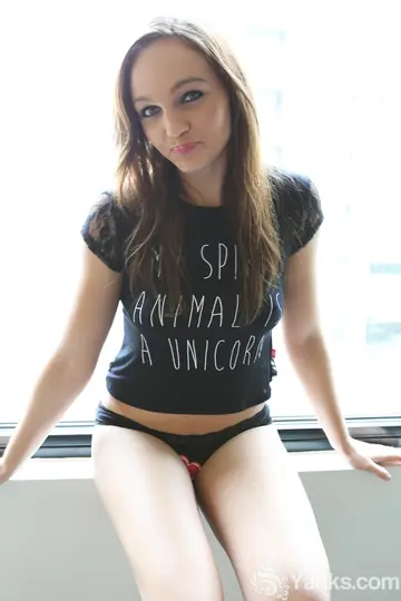 Petite Australian Brunette Pulls Panties Aside and Spreads Her Pussy