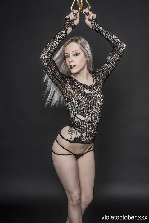 Violet October: Blonde with Small Natural Tits Stands in Her Panties – photo 1 of 13