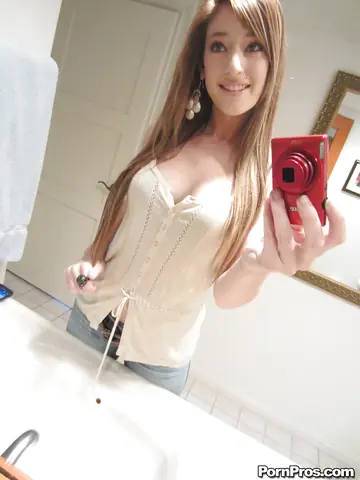 Casana Lei – Brunette Strips Out of Her Jeans in the Bathroom Mirror