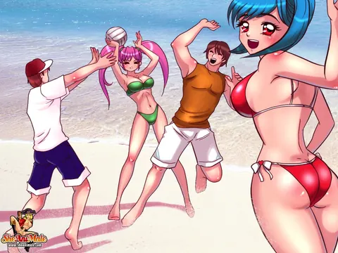 Curvy Trans Woman Takes Anal in a Beach Threesome – photo 1 of 12