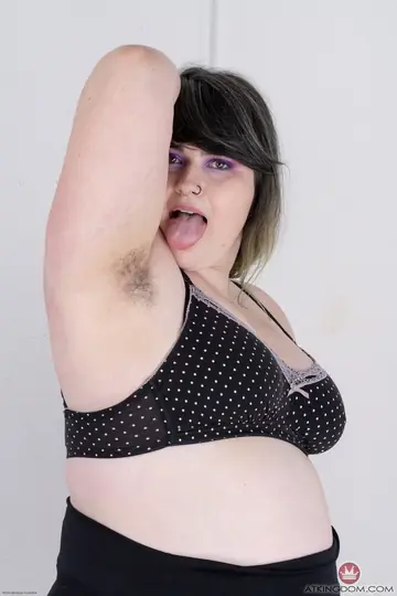 Thick Brunette Lifts Her Skirt and Fingers Her Hairy Pussy