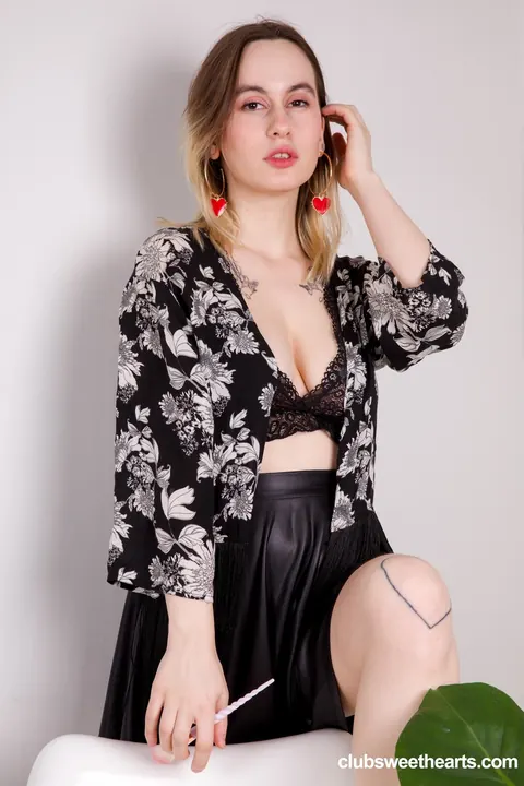 Pale Petite Babe Strips Out of Her Lingerie and Skirt – photo 2 of 21