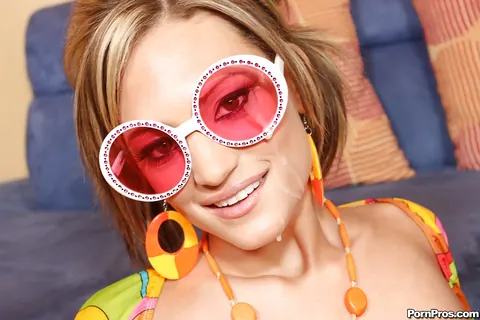 Cheyenne Cooper: Brunette with Small Natural Tits and Glasses Takes a Facial – photo 16 of 16