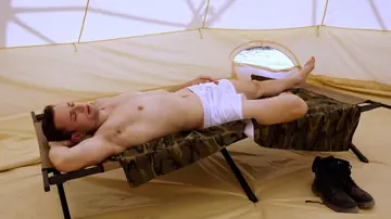 Two Men Strip Nude and Pose Together for the Camera