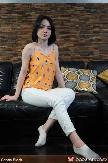 Brunette Strips Off Her Ankle Socks and Fucks Herself with a Dildo