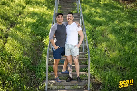Two Men Give Each Other Blowjobs in a 69 Outdoors – photo 1 of 15