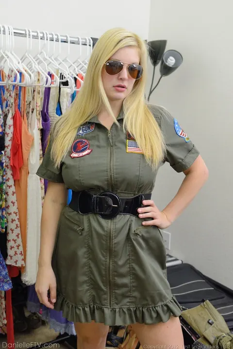 Danielle Delaunay: Thick Blonde in Uniform Skirt Spreads Her Pussy – photo 6 of 15