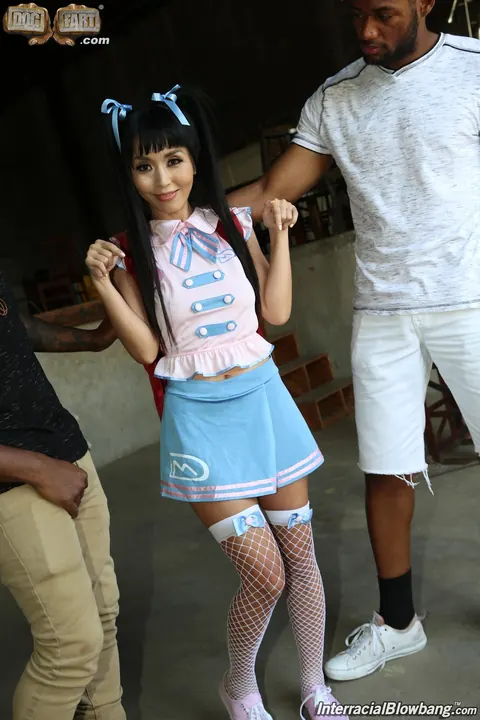 Marica Hase: Slim Japanese MILF in Stockings Has Interracial Group Sex Outdoors – photo 4 of 21