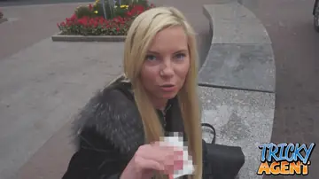 Russian Blonde with Natural Tits Rides Fake Casting Agent on the Sofa