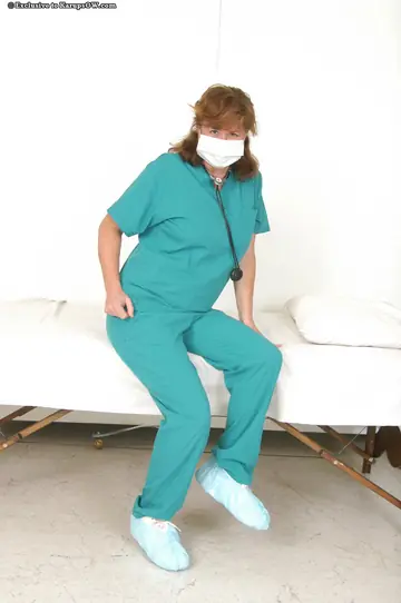 BBW Mature Nurse Strips Off Her Bikini and Spreads Her Hairy Pussy