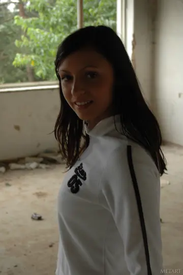Woman Spreads Her Legs in Socks Outdoors