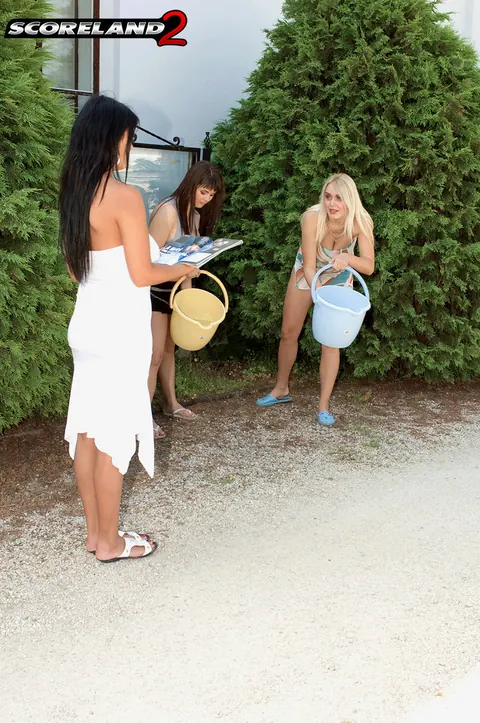 Melissa Mandlikova & Jasmine Black: Lesbians in Skirts Kiss Outdoors – photo 8 of 16