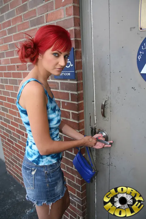 Phoenix Askani: Tattooed Redhead Sucks and Takes Anal at a Public Gloryhole – photo 2 of 19